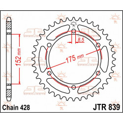 SPROCKET REAR 57T 428 - 12100485 - Dr Rider
