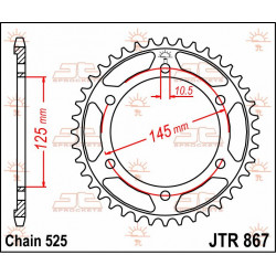 SPROCKET REAR 44T 525 - 12100502 - Dr Rider