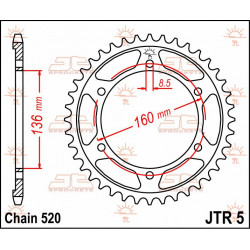 SPROCKET REAR 43T 520 - 12100714 - Dr Rider