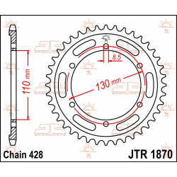 SPROCKET REAR 44T 428 - 12100718 - Dr Rider