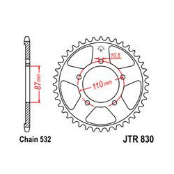 SPROCKET REAR 45T 532 - 12101085 - Dr Rider