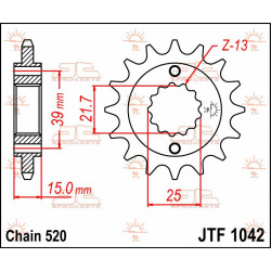 SPROCKET FRONT 14T 520 - 12120529 - Dr Rider