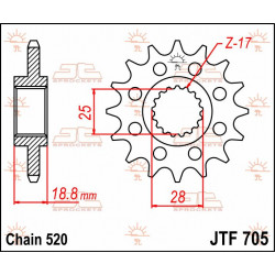 SPROCKET FRONT 16T 520 - 12120803 - Dr Rider