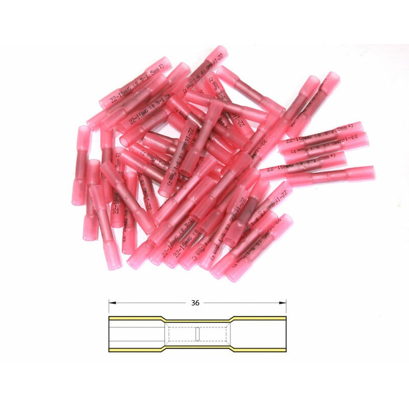 Bout à bout à sertir thermo-rétractable BIHR Ø0,5/1,5mm² - 50pcs transparent rouge - Dr Rider