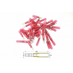 Bout à bout mâle rond à sertir thermo-rétractable BIHR Ø0,5mm²/1,5mm² - 50pcs transparent rouge - Dr Rider