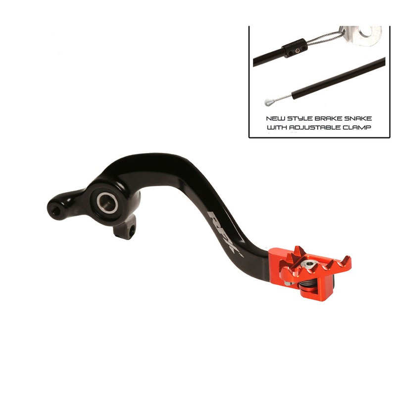 Pédale de frein RFX Pro Series - embout repliable - noir/orange