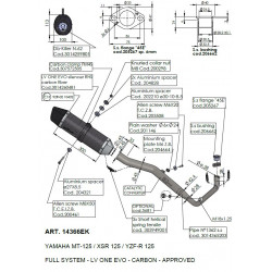 Ligne complète LeoVince LV One EVO carbone Yamaha YZF-R125 2021-2024 / XSR125 2021-2024 / MT-125 2021-2024 - Dr Rider