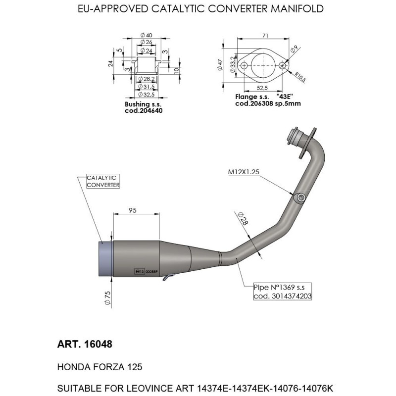 Manchon catalysé LeoVince Honda Forza 125 2021-2023 - Dr Rider