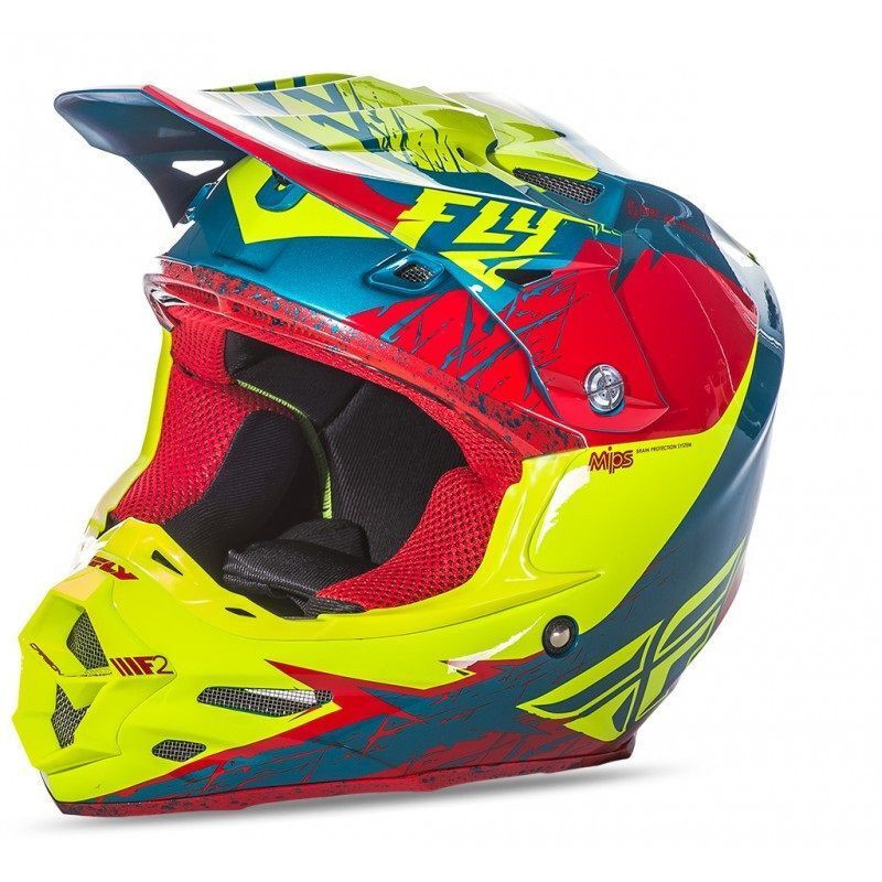 Casque FLY RACING F2 Carbon Mips Retrospec 2017 Rouge/Hi-Vizion S - Dr Rider