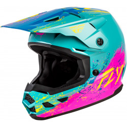 Casque enfant FLY RACING Kinetic Drip - turquoise/rose/jaune - Dr Rider