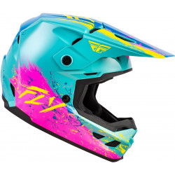 Casque enfant FLY RACING Kinetic Drip - turquoise/rose/jaune - Dr Rider