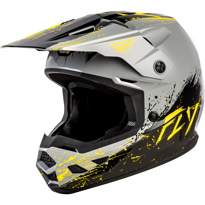Casque enfant FLY RACING Kinetic Drip - gris/noir/jaune - Dr Rider