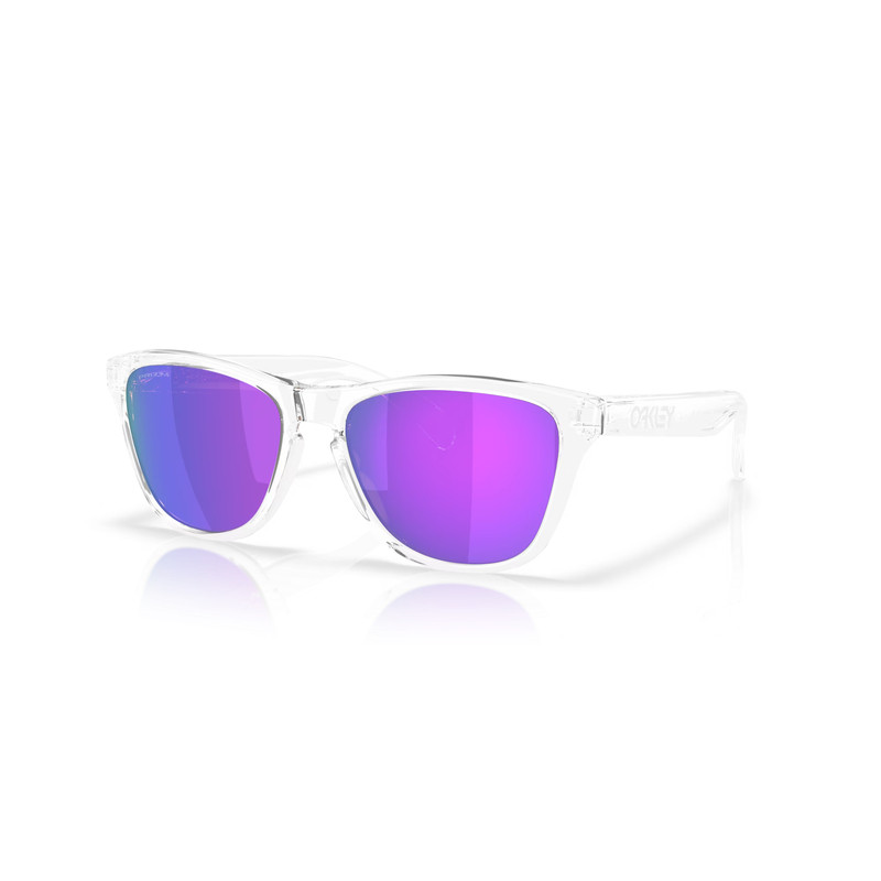 Lunettes de soleil OAKLEY Frogskins S Polished Clear - verres Prizm Violet | Dr Rider
