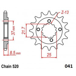FRNT SPRCKET STEEL 520-13T HON - 12122486 - Dr Rider