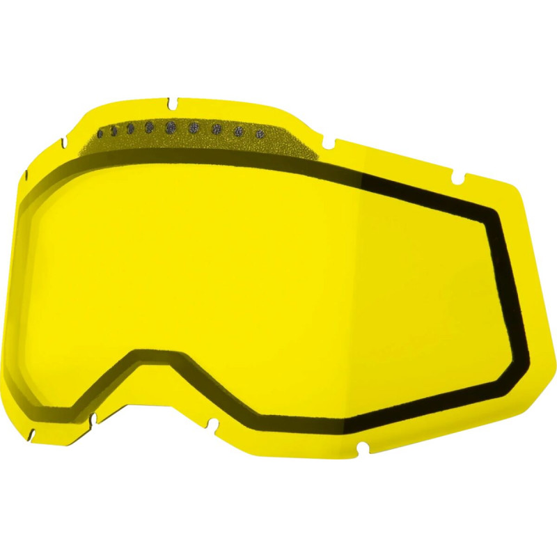 Écran masque cross 100% RACECRAFT 2 / ACCURI 2 / STRATA 2 Ventilé avec picots Jaune - Dr Rider