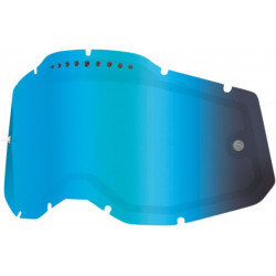 Écran masque cross 100% RACECRAFT 2 / ACCURI 2 / STRATA 2 Ventilé avec picots Miroir Bleu - Dr Rider
