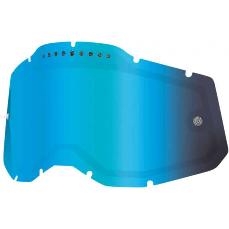 Écran masque cross 100% RACECRAFT 2 / ACCURI 2 / STRATA 2 Ventilé avec picots Miroir Bleu - Dr Rider