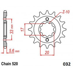 FRNT SPRCKET STEEL 520-12T KWS - 12122482 - Dr Rider