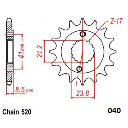 FRNT SPRCKET STEEL 520-14T HON - 12122485 - Dr Rider