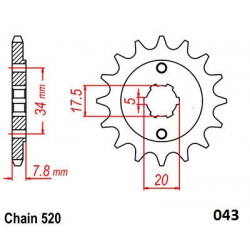 FRNT SPRCKET STEEL 520-12T HON - 12122488 - Dr Rider