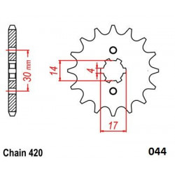 FRNT SPRCKET STEEL 420-14T KWS - 12122490 - Dr Rider