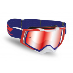 Masque cross Progrip Rapid 3309 Rouge/Blanc/Bleu - Écran miroir bleu | Dr Rider