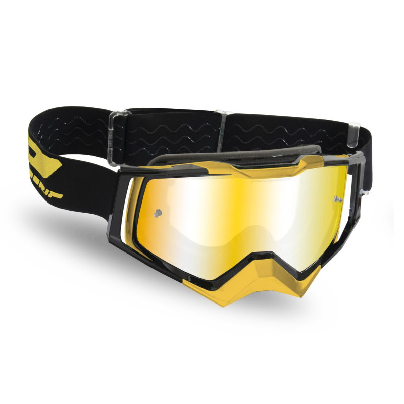 Masque cross Progrip Rapid 3309 Gris/Or/Noir - Écran miroir jaune | Dr Rider
