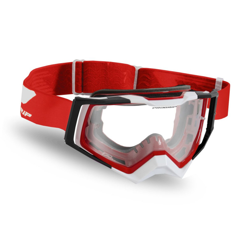 Masque cross Progrip Rapid 3309 Rouge/Blanc/Noir - Écran clair | Dr Rider