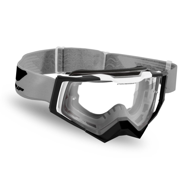 Masque cross Progrip Rapid 3309 Gris/Noir/Blanc - Écran clair | Dr Rider