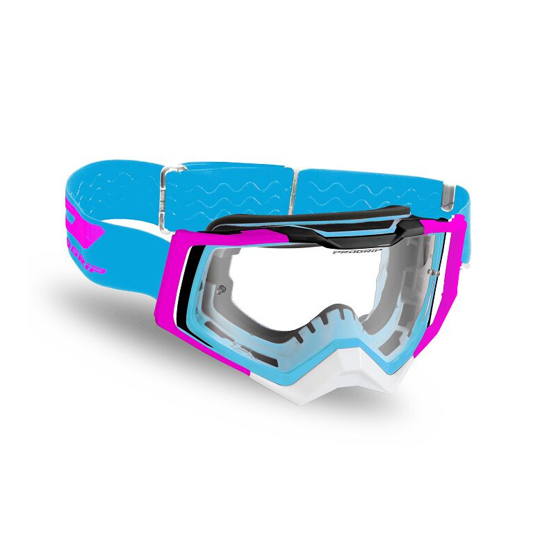 Masque cross Progrip Rapid 3309 Noir/Bleu/Blanc - Écran clair | Dr Rider