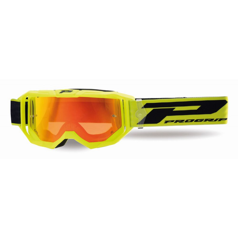 Masque cross Progrip Vision Go 3300 Jaune fluo - Écran miroir rouge | Dr Rider