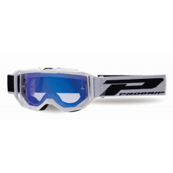 Masque cross Progrip Vision Go 3300 Blanc mat - Écran miroir bleu | Dr Rider