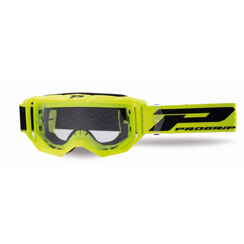 Masque cross Progrip Vision Go 3300 Jaune fluo - Écran clair | Dr Rider
