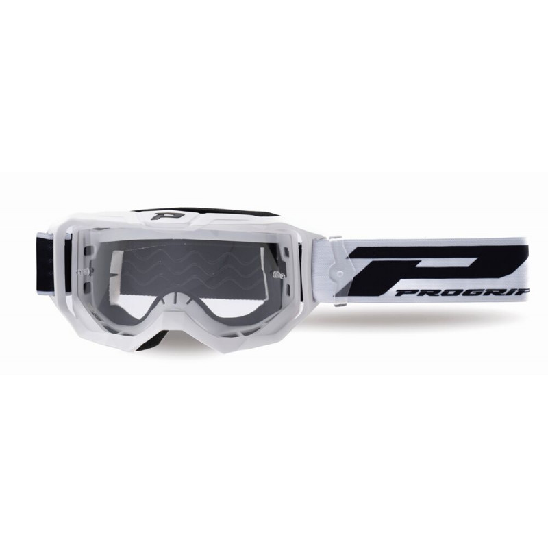 Masque cross Progrip Vision Go 3300 Blanc mat - Écran clair | Dr Rider