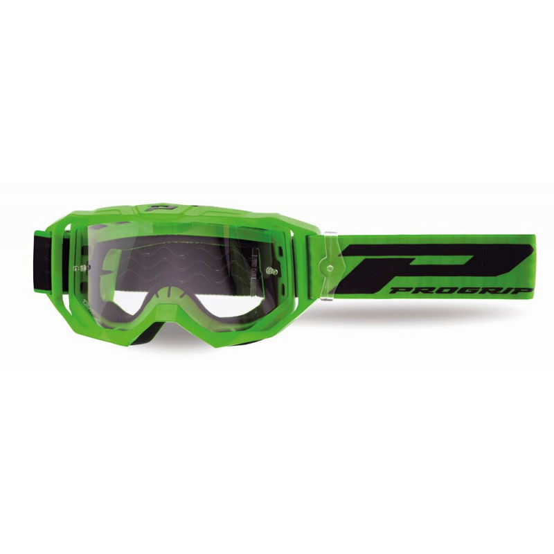 Masque cross Progrip Vision Go 3300 Vert mat - Écran clair | Dr Rider
