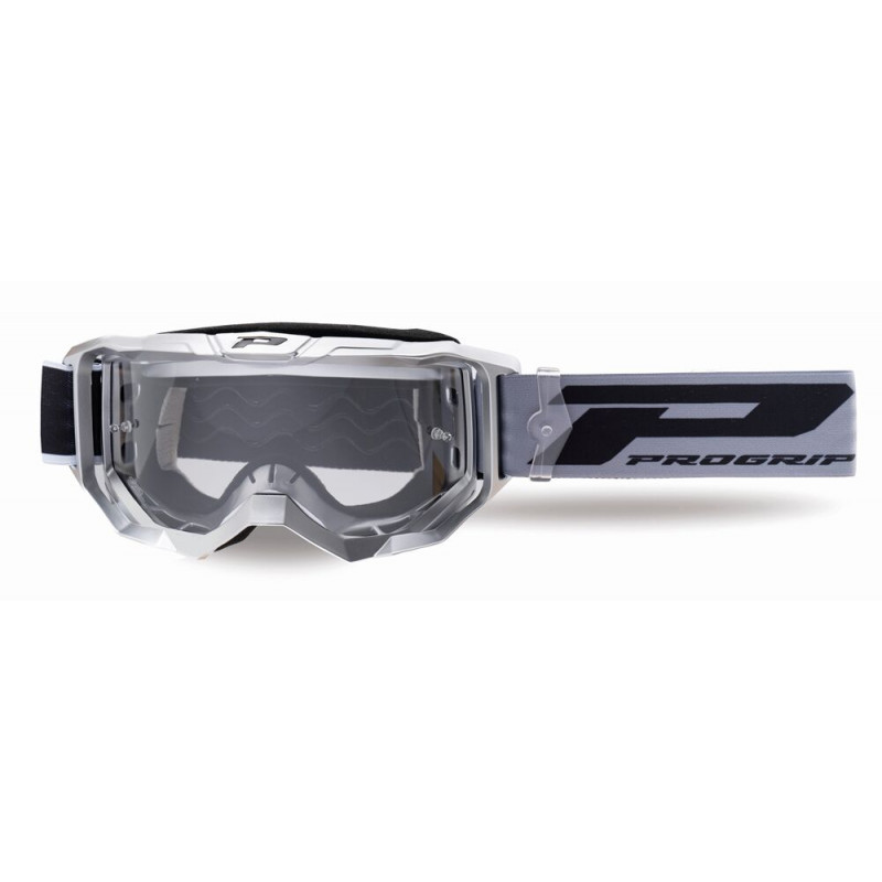 Masque cross Progrip Vision Go 3300 Argent mat - Écran clair | Dr Rider
