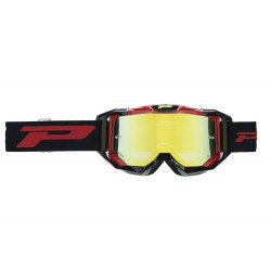 Masque cross Progrip Vista 3303 Noir/Rouge - Écran miroir jaune | Dr Rider