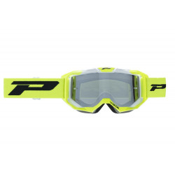 Masque cross Progrip Vista 3303 Jaune fluo/Blanc - Écran miroir argent | Dr Rider