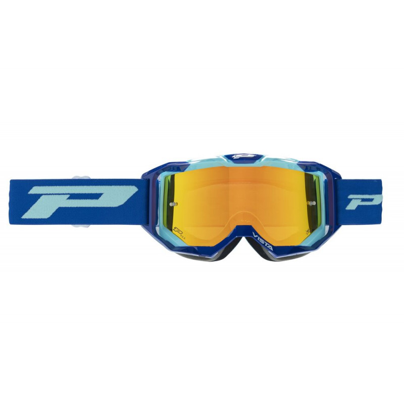 Masque cross Progrip Vista 3303 Bleu/Turquoise - Écran miroir orange | Dr Rider