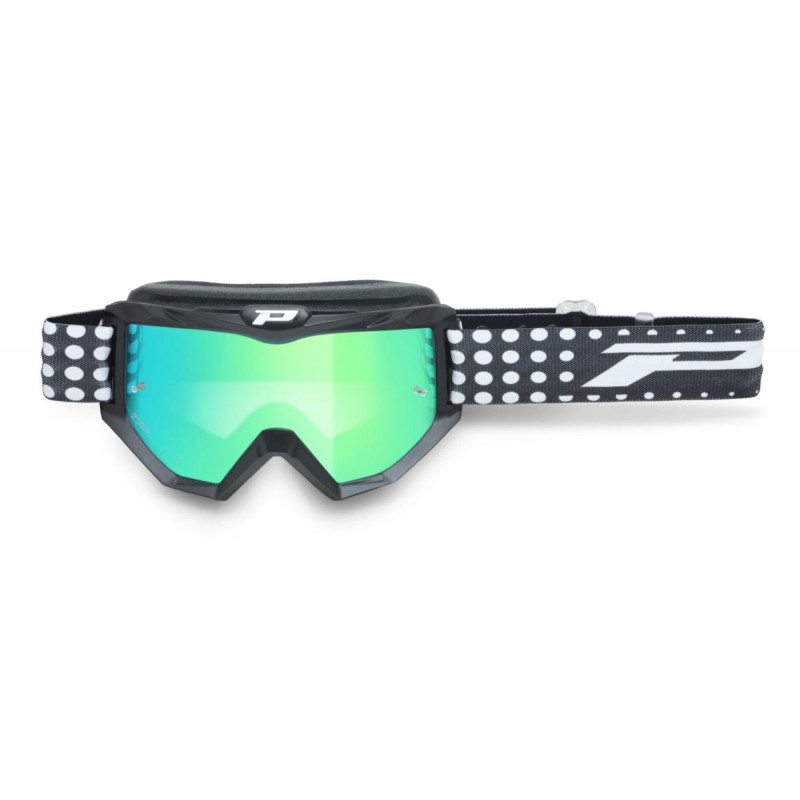 Masque cross Progrip Atzaki 3201 Noir mat - Écran miroir vert | Dr Rider