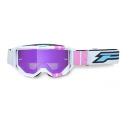 Masque cross Progrip Vision Go 3300 Blanc/Rose - Écran miroir violet | Dr Rider