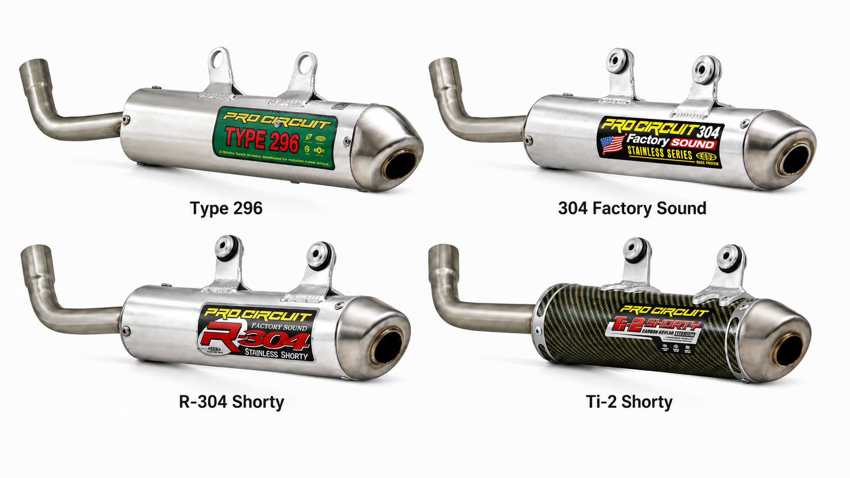 Silencieux Pro Circuit R-304, 304 et Ti-2 pour moto 2T
